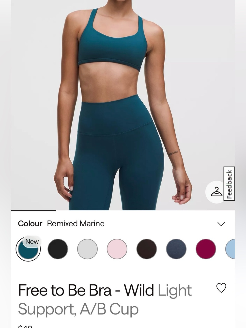 Lululemon Free to Be Wild Spirts Bra Women Size 8 Dark Green